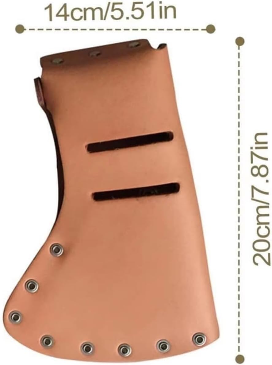 Leather Axe Head Sheath Protective Cover Portable Blade Sheath Thick Material Adjustable Fit Hatchet Protective Cover for Outdoor Camping(20x14cm)