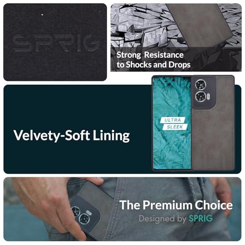 Image of SPRIG Compatible with Moto G96 Matte PU Leather TPU Premium Back Cover Drop Tested Shock Proof Mobile Case for Men, Women, Boys and Girls with Camera Protection (Light Grey)