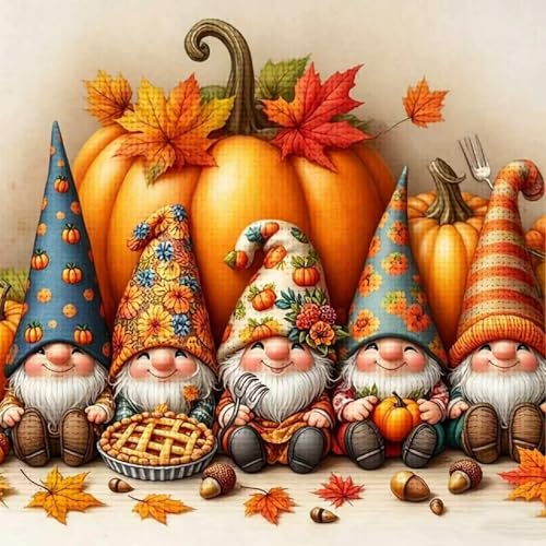 Image of KYOQFVN Halloween Stamped Cross Stitch Kits - Gonme Counted Cross Stitch Kit - 11CT Cross-Stitch Patterns Dimensions Needlecrafts Embroidery Kits Kit for Home Decor 14x14 Inch