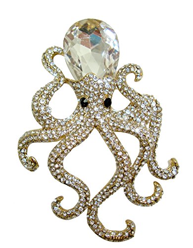Image of TTjewelry 3.14 inch Octopus Animal Brooch Pin Pendant Clear Austria Crystal