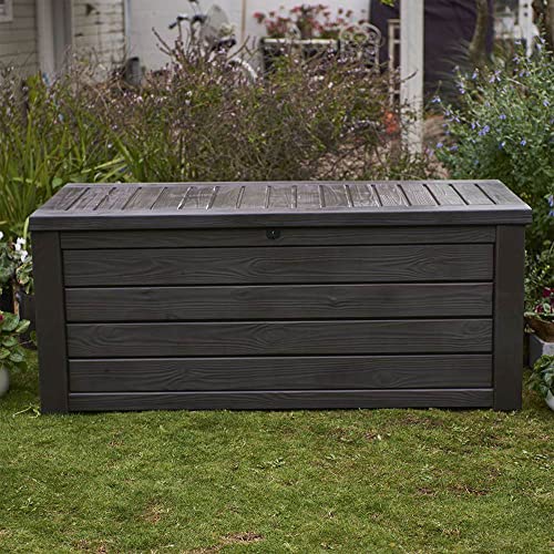 Keter Westwood Outdoor Resin 150 Gallon Deck Storage Box Organizer For Patio Furniture, Pool Toys And Yard Tools With Bench, Brown (2 Pack) #TOP3