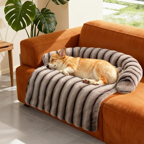 Best Material for Dogs Couch: Durable, Waterproof, and Comfortable Covers Reviewed 4 WATANIYA PET Large Dog Couch Bed, Fluffy Washable Couch Protector for Dogs with Removable Cover, Non-Slip Dog Sofa Bed, 35x31 Inch, Brown