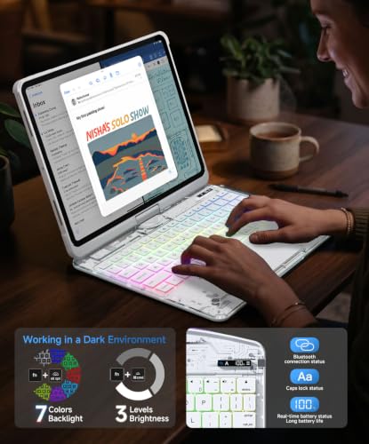 Image of Cyberpunk Clear Keyboard Case for iPad Pro 13 Inch M5 /M4, 360 Swivel
