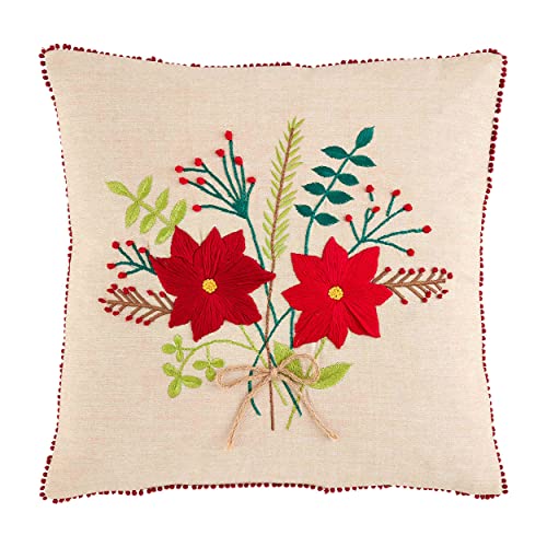 Mud Pie Christmas Pillow, Bouquet, 18" x 18"