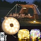 Solar Camping String Lights, 4 in 1 Outdoor Camping Lantern with 8 Lighting Modes(72.2Ft), Quick 30s Recovery, Waterproof, Type-C Fast Charging, Portable Camping Lights for Camping/Yard/Hiking
