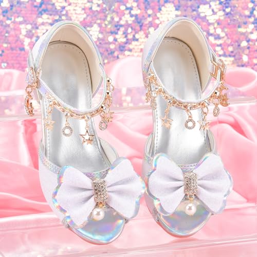 Little Girls Princess Wedding Sandals Children's Crystal High Heels Dress Shoes Performance Evening Party Flower Girl Formal Dress Shoes Toddler Big Kid Toddler4