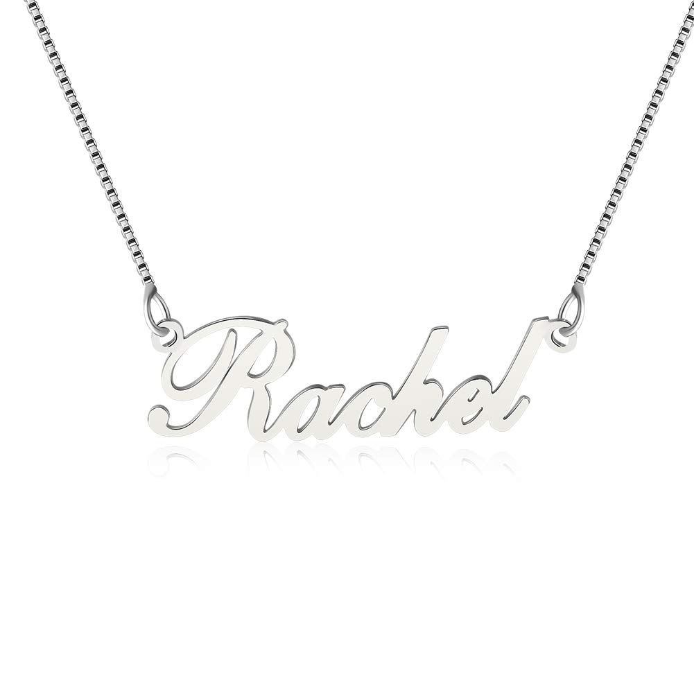 Lutilo 925 Sterling Sliver Custom Name Necklace Personalized Initial Necklaces Pendant Jewelry Gift for Her (Rachel)