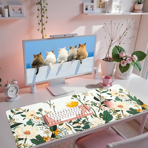 FreeNook Large Desk Mat, Desk Matt for Desktop, Leather Mouse Pad, Waterproof Large Keyboard Pad, Anti-Slip Computer mat, Keyboard and Mousepad for Women Office Decor (35.4"x16.9") — view 2