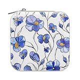 KLL Joyero portátil con diseño de corazones y bígaros, color morado y blanco, organizador de joyas de viaje, estuche de almacenamiento de joyas de cuero para mujeres (prop2)