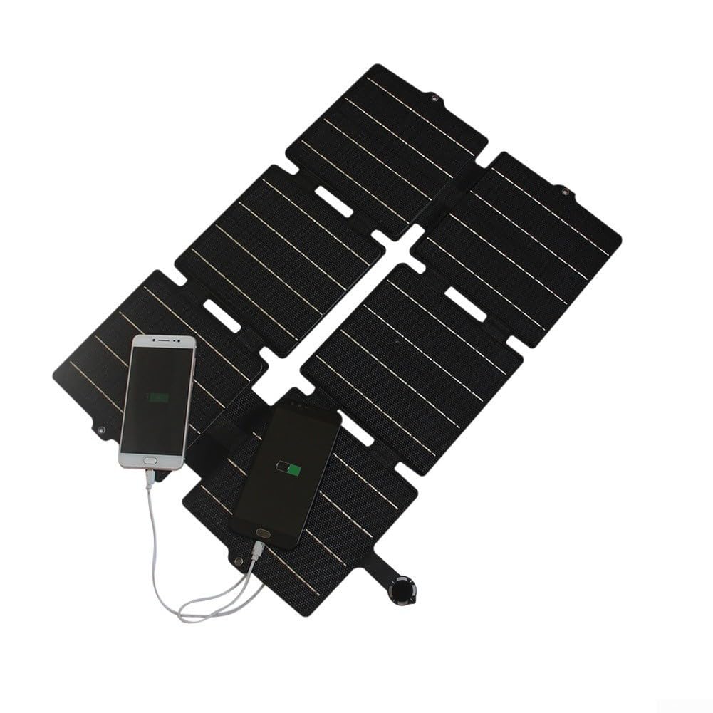 Cargador de panel solar plegable de 30 W con QC3.0 y PD3.0, ETFE monocristalino IPX6 impermeable energía portátil para camping, senderismo y aventuras al aire libre (30 W - azul - tipo C)