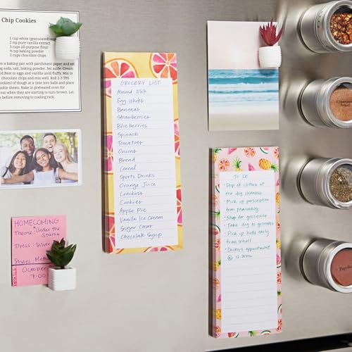 Juvale 6-Pack Magnetic Grocery List Pad for Fridge- Cute Shopping List Paper Note Pads for Refrigerator, To-Do Memos (6 Fruit Designs, 60 Sheets Each) - Thumbnail 2
