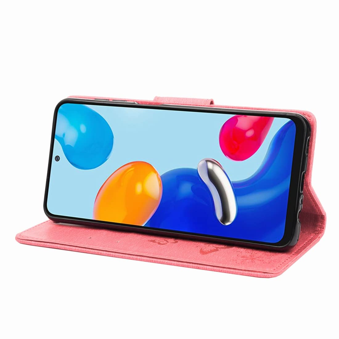 Cover Portafoglio In Pelle Per Redmi Note 11 4G – Custodia Con Cinturino E Slot, Rosa, Morbida TPU - 5