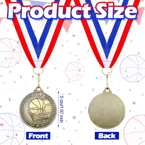 Image of Remuuly 60 Pcs Gold Award Medals 2 Inch Soccer Baseball Volleyball Football Cheer Trophy Medals Metal Awards Bulk with Neck Ribbons Trophy Prize Gifts for Sports Competitions