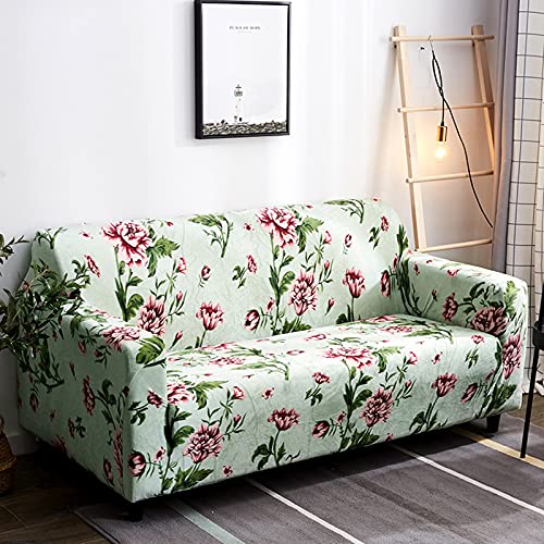 Housse canapé 3 places fleurs protège sofa extensible de 195 à 230cm