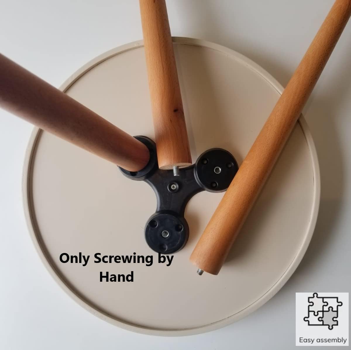 Round Wooden Side Tables, Portable Coffee Tables, End Tables for Living Room and Bedside, Ivory Color (Large Size)