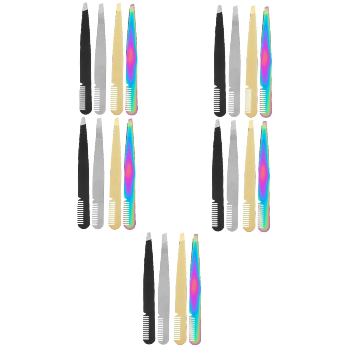 POPETPOP 20pezzi Pinzette Sopracciglia Inossidabile Con Punta Di Precisione e Pettine Strumenti Per La Bellezza e Rimozione Dei Elegante Per Donne e Uomini