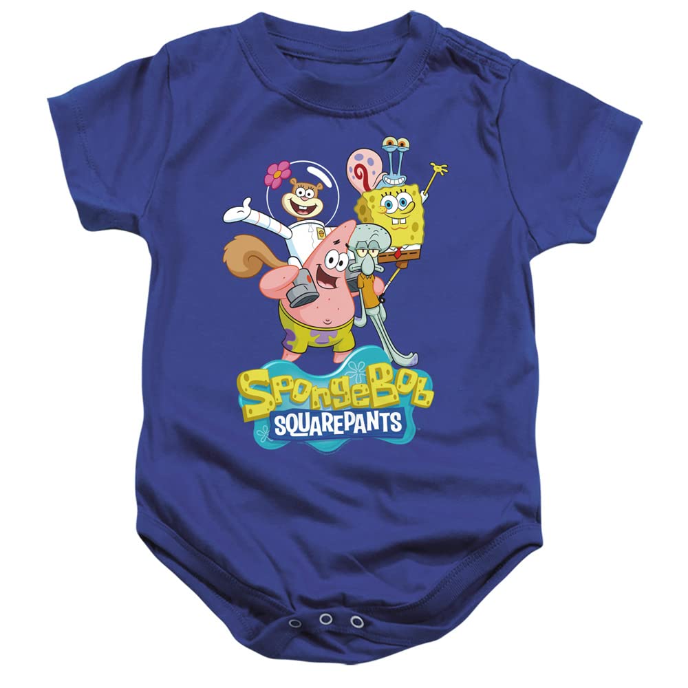 Popfunk Spongebob Group Shot Unisex Infant Snap Suit for Baby - 18 Months - Royal Blue