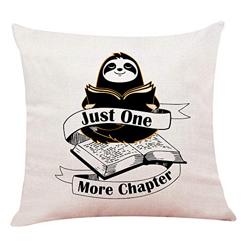 Yuzi-n Funny Sloth Book Lover Pillow Case, Bibliophile Gifts, Reading Pillow Case, Book Worm Gift, Bookish, Funny Book Lover Quotes, Love to Read, Throw Pillow, 18â€x 18â€Inch (one More - White)