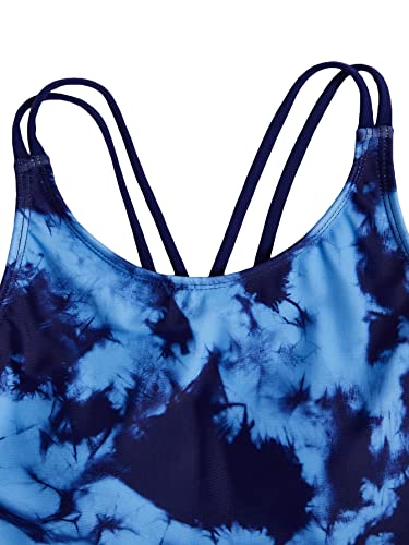 Milumia Girl's One Piece Swimsuit Cute Tie Dye Criss Cross Bathing Suit Swimwear3