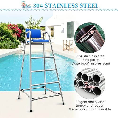 Silla de socorrista comercial acero inoxidable 304 para piscina miniatura 4