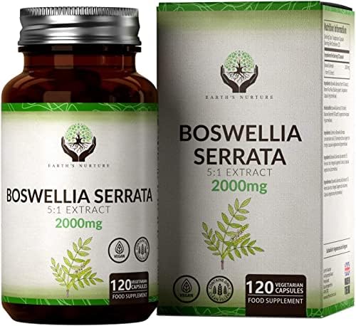 EN Boswellia Serrata 2000mg High Strength Capsules | 5:1 Boswellia Extract | 120 Vegan Capsules | Boswellia Frankincense Supplement | Non-GMO & Gluten Free | Clean Fillers | Made in The UK
