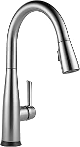 Delta Faucet Essa Touchless Kitchen Faucet with Touch Technology, Brushed Nickel Kitchen Sink Faucet with Pull Down Sprayer, Arctic Stainless 9113TL-AR-DST