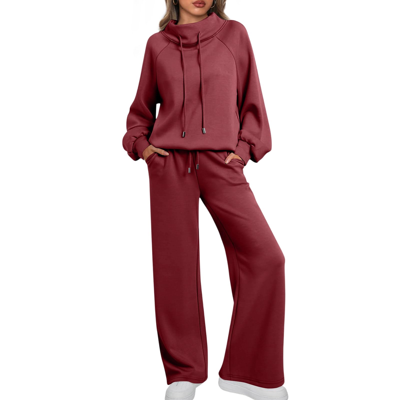 Due Pezzi Donna Sportivo Vita ​Alt Vacanza Top E Pantaloni Manica Lunga Stile di Strada Stirata Tinta Unita