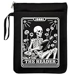Dark Academia Gifts for Book Lovers - The Reader Skeleton & Floral Book Sleeve | Vintage Waterproof Cover for Poe/Lovecraft Fans (Library Approved)