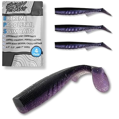ELIASVFISHING Extreme Paddle Tail Swim Baits - Soft Plastic Swimbaits,...