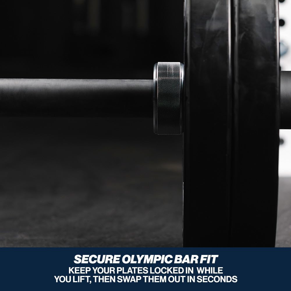 Titan Fitness TwistLock Pro Aluminum Barbell Grey Collar Set, 59.5mm-51.5mm Sleeve Diameter, Quick Release Olympic Barbell Clamps, Pair of Magnetic Aluminum Weight Clips with Easy-Grip Knurling