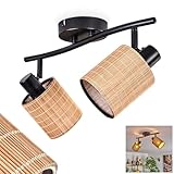  hofstein Plafonnier Kinnared de, plafonnier moderne en métal/bambou noir/marron, 2 lampes, avec spots réglables, luminaire au design scandinave, 2 x E14, sans ampoules