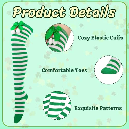 Funny Green Shamrock Knee High Socks for Women