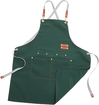 Canvas Apron Adjustable Waist Straps Multi-functional Cooking and Baking Apron for Men and Women for Home Restaurant Cafe Food Processing and Workshop Use