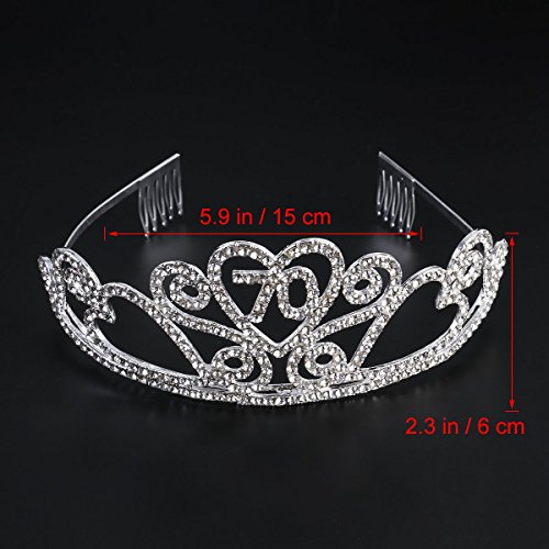 Tiara de festa de aniversário com strass e coroas de aniversário da Frcolor com pentes de cabelo par