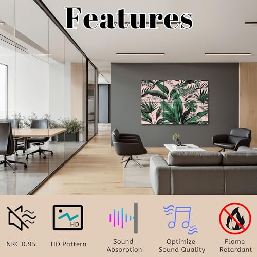 6 Paneles Acústicos Artísticos Verde Hojas Tropicales de Palma y Banano Paneles Decorativos Absorbentes de Sonido 72"x48" para Estudios de Grabación y Hogar miniatura 2