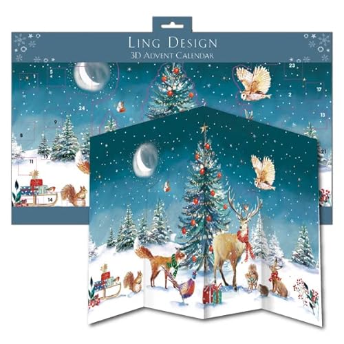 アドベントカレンダー クリスマス 3D/立体 グリーティングカード 封筒付き
