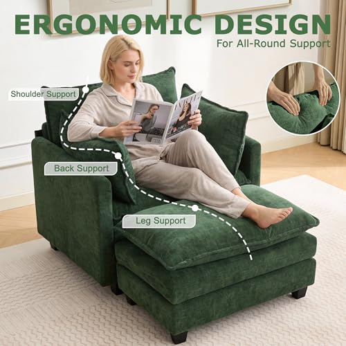 Image of 42 inch Modular Sectional Sofa, Cloud Couch Single-Seat with Ottoman