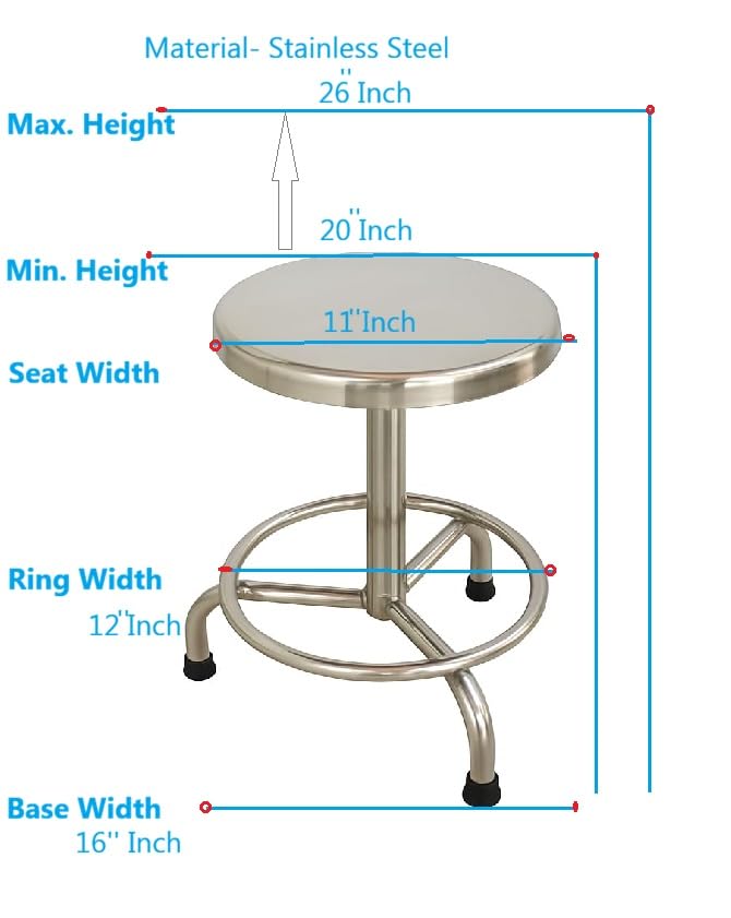 P.M.P.S. PMPS Height Adjustable Lab Stool Revolving Stool Chair
