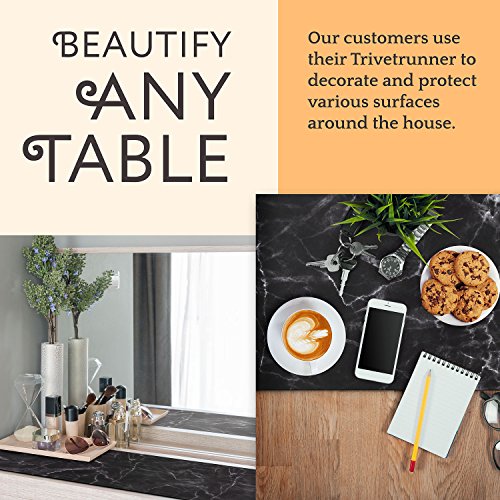 Anna Stay Table Runners - Trivet & Table Runner, Handles Heat Up to 300F, Anti Slip, Hand Washable, Great for Hot Dishes and Pots, Great as Dresser Decor & Table Decor, Marble and Black Table Runner