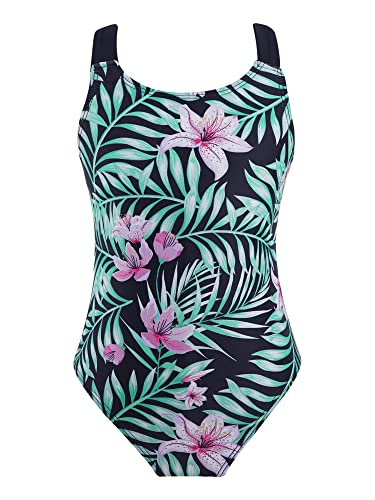 Moily Kids Girls One Piece Horse Printed Swimsuits Criss Cross Back Swimwear Beach Sport Bathing Suit