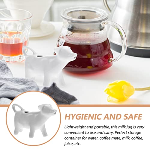 SHERCHPRY Mini Cow Creamer Ceramic Creamer Jug Cute Animal Shape Coffee Milk Creamer Pitcher Milk Cup Sauce Serving Pitcher for Syrup Dressing Server Gravy Boat 40ML - Image 4