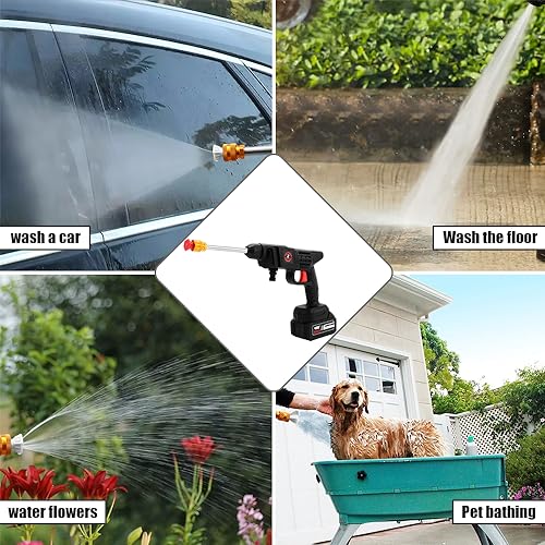 Akku Hochdruckreiniger, 21V 50Bar Mobile Akku-Hochdruckreiniger, Tragbarer Hochdruckreiniger für Auto, Terrasse, Fenster, Rasen, Pet (12000mah) – Bild 7