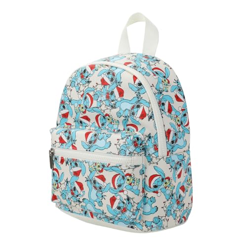 Bioworld Disney Stitch Santa Stitch All-Over Print White Faux Leather 10.6" Mini Backpack3