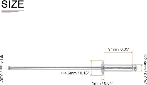 Miniatura 2 de Remaches ciegos de 0.094in x 0.236in (DxL)  Paquete de 120  Bueno para la unión de maquinaria  Remache de extremo abierto de cúpula de aluminio