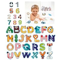XPJBKC Bath Letters and Numbers, 36pcs Foam Bath Letters with Storage Bag, Baby Educational Bath Alphabet Letters Toys, Numbers for Kids, Toddlers