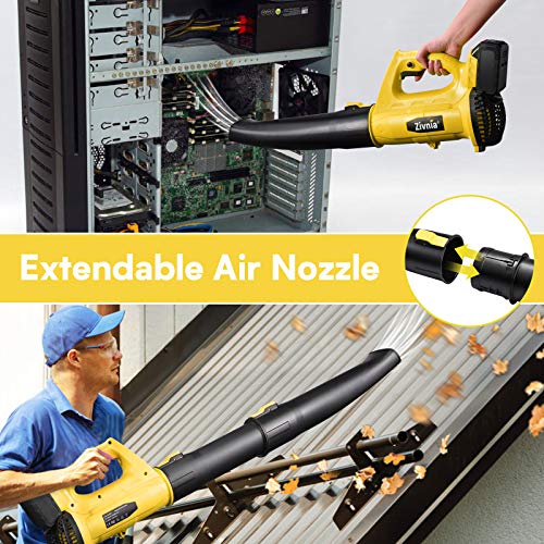Cordless Leaf Blower - ZIVNIA 350 CFM 150 MPH Battery Leaf Blower with 4.0Ah Battery & Charger, 2 Section Nozzles, 6-Speed Dial, Lightweight Electric Leaf Blower for Lawn Care Snow Debris Yard Work - Thumbnail 4