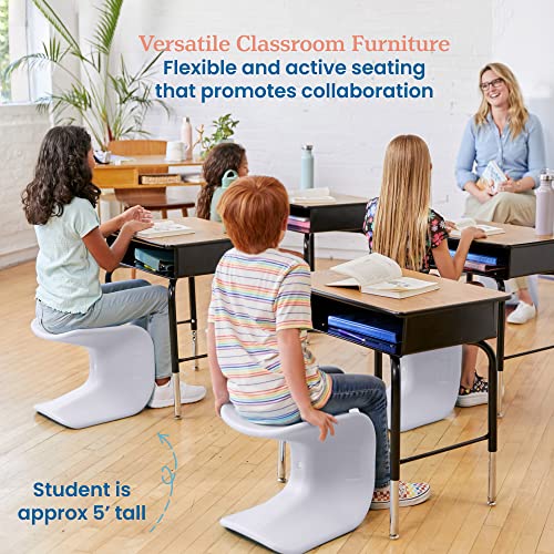 Image of ECR4Kids Wave Seat Perch Stool, 14in - 15.1in Seat Height, Flexible Seating, Light Grey, 2-Pack