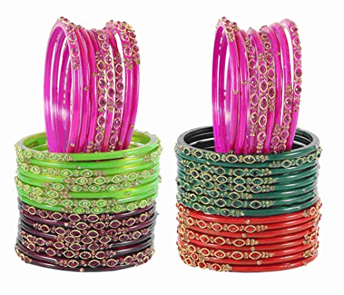 Image of NMII Beautiful Matte Finish Transparent Multicolor Glass Kada for Women & Girls on Different Occasions