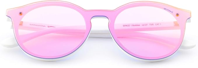 Saraghina eyewear | Space1 bubbles | Space1BBLS-27TVR bianco | lente viola  con specchiata a bolla di sapone | occhiale da sole uomo - donna - unisex |  nylon ultraleggero : Amazon.it: Abbigliamento