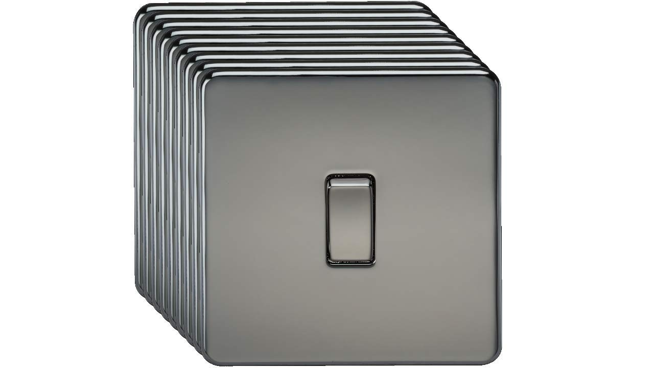Knightsbridge Black Nickel Screwless 10Ax 1G 2-Way Switch